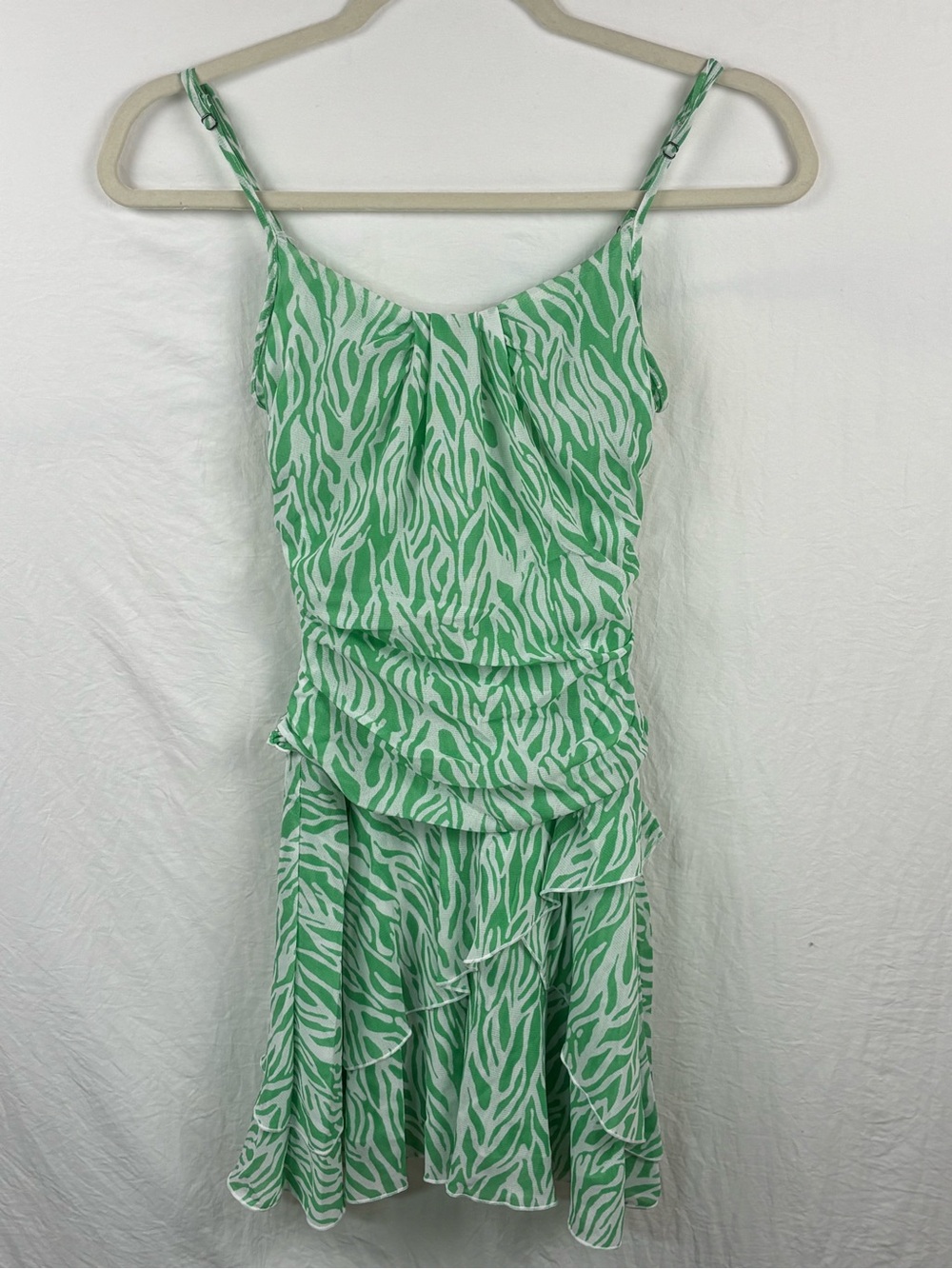Diane Von Furstenberg Target women’s XXS Green Zebra-Print Spaghetti Strap dress
